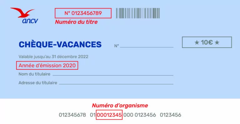 Repérez le n° d'organisme et le n° du titre sur vos Chèques-Vacances Classic pour faire votre demande d'échange.